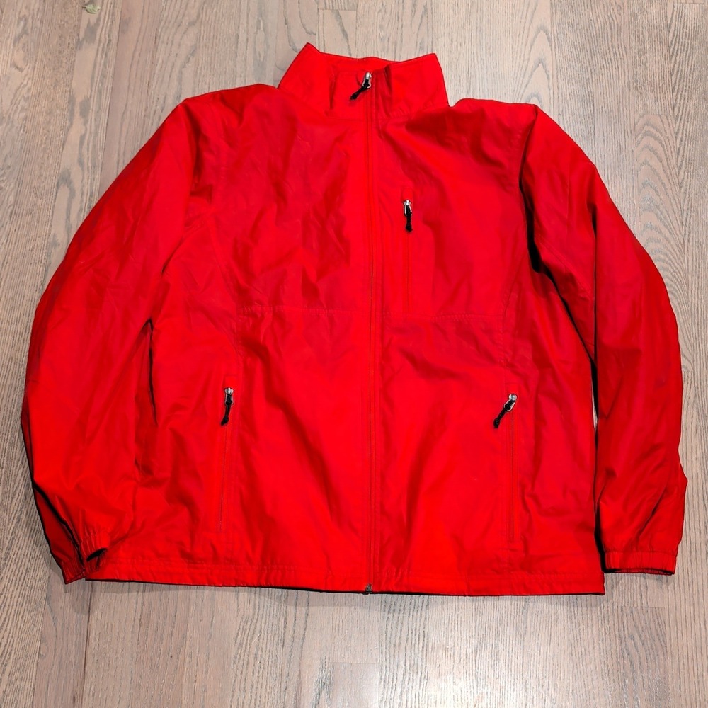 LL Bean Mens Red Full Zip Windbreaker Jacket Mesh Lined Item 299785 Large Reg